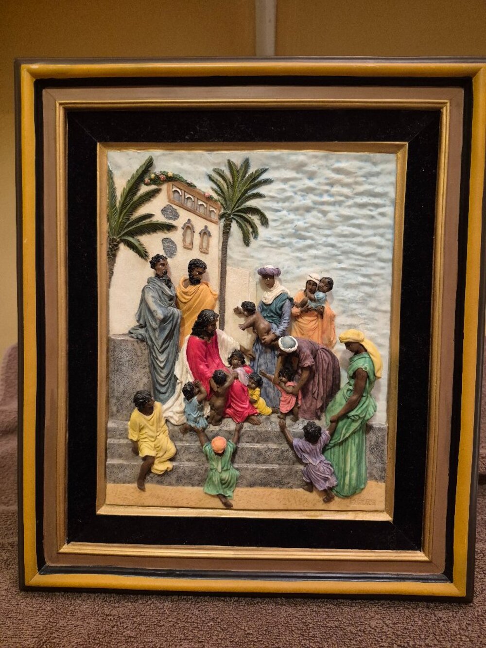 VINTAGE 3D ARTINI PLAQUE DEPICTS A BIBLICAL SCENE 15" TALL